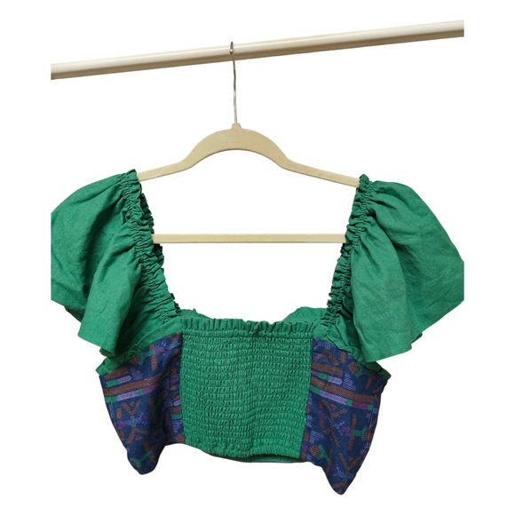 Rachel Zoe Green and Purple Patterned Crop Top - Picture 2 of 3